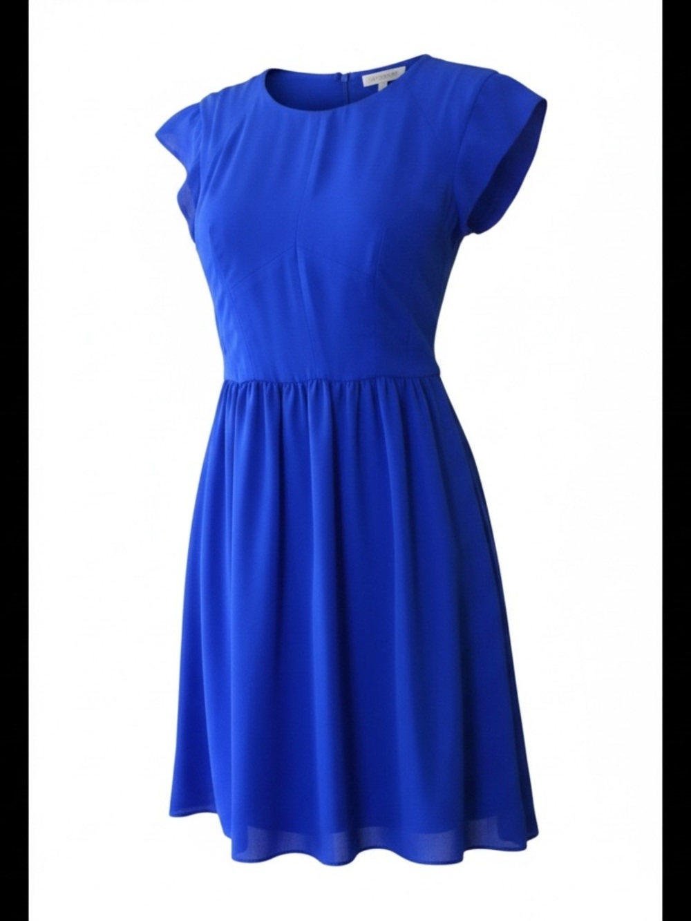 Rebecca Taylor Mini Dress Size 0‎ Royal Blue Fit & Flare Short Sleeve Zip Back